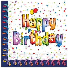 Szivárványos szülinapi Happy Birthday feliratú papírszalvéta 20db-os csomag