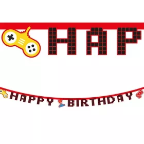 Gamer mintás party banner 200cm