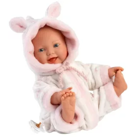 Llorens Lány csecsemő baba puha gólya mintás pizsamában 31cm