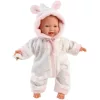 Llorens Lány csecsemő baba puha gólya mintás pizsamában 31cm