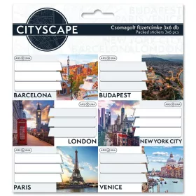 Ars Una Cityscape csomagolt füzetcímke 3x6 db-os