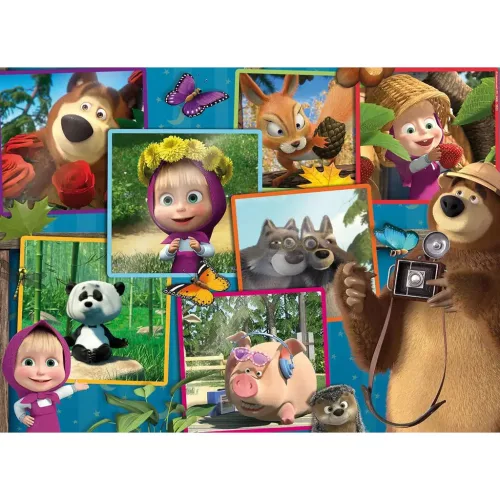 Mása és a medve képek 2 az 1-ben 35db-os maxi padló puzzle és színező 70x50cm - Lisciani