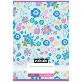 Nebulo Tűzött 3. osztályos színes virágok mintás vonalas füzet 12-32 A5