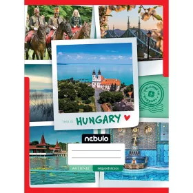   Nebulo: Tűzött kockás Magyarország mintás füzet 87-32 A/4