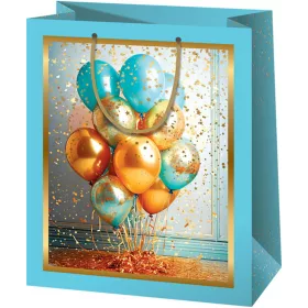 Cardex Kék-arany lufis exkluzív közepes méretű ajándéktáska 18x10x23cm