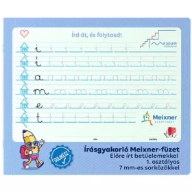   ICO Süni Írásgyakorló Meixner-füzet előre írt betűelemekkel 1. osztályos 7mm sorközökkel