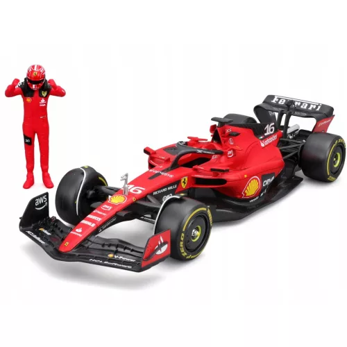 Bburago Ferrari SF23 F1 versenyautó fém autómodell pilótával 1/24 (Charles Leclerc #16)