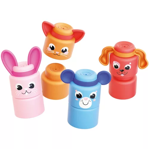 Quercetti Momy Soft boldog állatok 12 db-os puha építőkocka szett