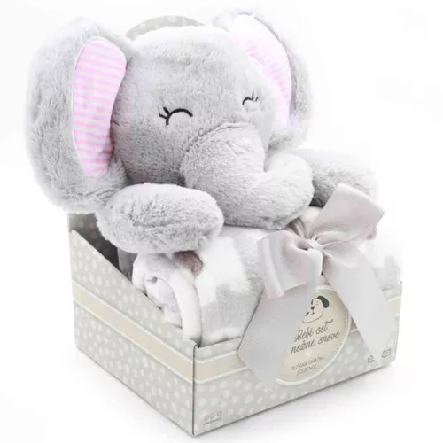 SweetDreams Takaró és plüss elefánt szürke színben