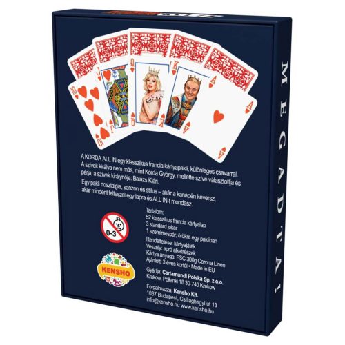 Korda All-In Prémium francia kártyapakli (52 lap meg 3 Joker)