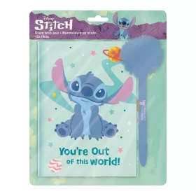Luna Disney Stitch Titkos napló lakattal és pom-pomos tollal 12x18cm 60 lapos