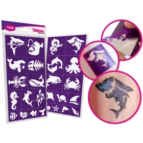 TyToo Tengeri állatok csillámtetoválás sablon szett 26db
