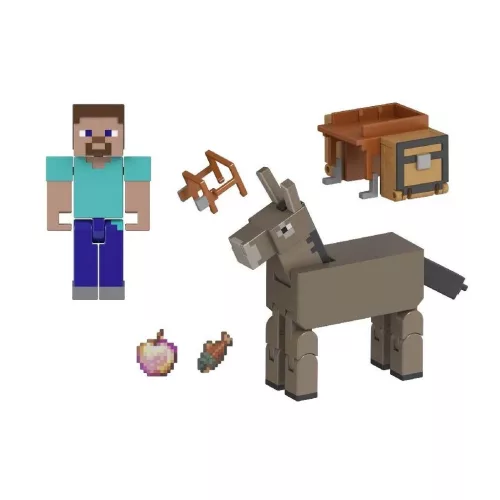 Minecraft Steve és Szamár figura szett - Mattel