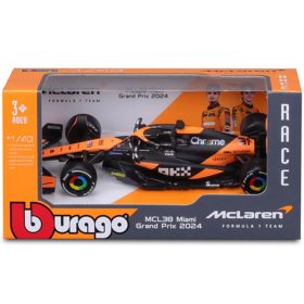   Bburago McLaren MCL38 Miami Grand Prix 2024 F1 versenyautó fém autómodell 1/43 (Oscar Piastri #81)