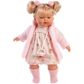   Llorens Roberta 33cm-es baba cumival rózsaszín kardigánban