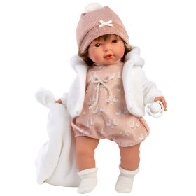   Llorens Carla 42cm-es síró baba cumival és fehér takaróval