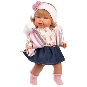 Llorens Carla 42cm-es síró baba cumival kék szoknyában