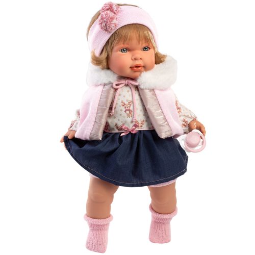 Llorens Carla 42cm-es síró baba cumival kék szoknyában