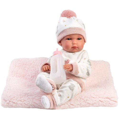 Llorens Bimba 35cm-es újszülött baba cumisüveggel és takaróval