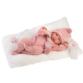   Llorens Nica 40cm-es újszülött baba cumisüveggel és párnával