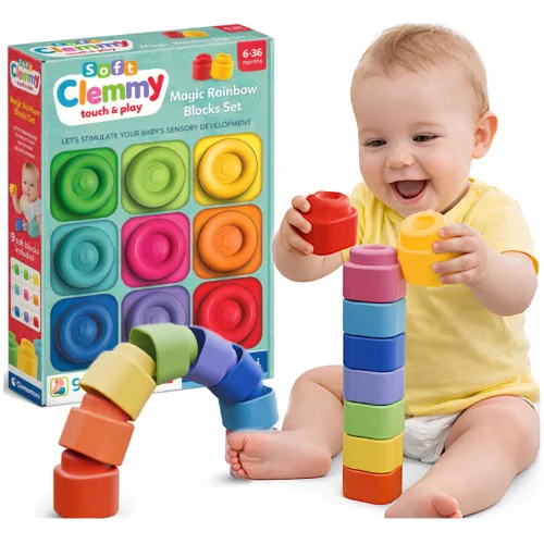 Clemmy Szivárvány színei puha 9db-os építőkocka szett - Clementoni