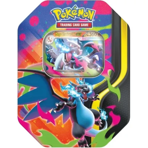 Pokémon TCG Mega Charizard Tin kártyacsomag fém dobozban kétféle változatban 1db