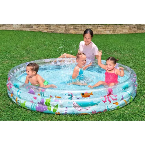 Bestway Vízvilág mintás átlátszó háromgyűrűs medence 183x33xcm