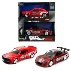   Halálos iramban Dom Mazda RX-7 és 1974 Mazda RX-3 fém kisautó szett – Jada Toys