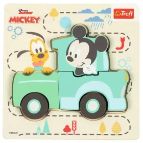   Disney Mickey Egér az autóban fa formaillesztő puzzle - Trefl